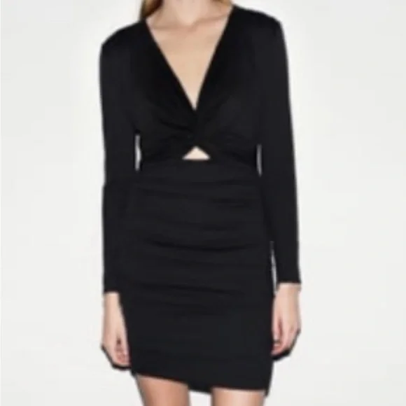 Zara | Dresses | Brand New Black Shirt Dress Super Stretchy But Form Fitting  To Keep It All In | Poshmark